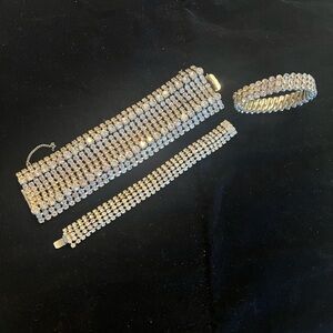Vintage Lot of 3 Rhinestone Bracelets